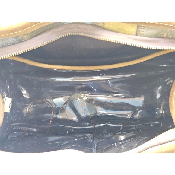 Vintage French Company Patchwork Suede Leather Travel Handbag Sz L 2710 - Picture 8 of 16